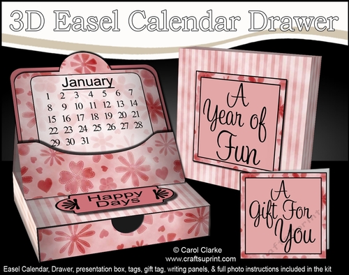 3D Everlasting Easel Calendar Drawer Gift Set - Pretty Floral