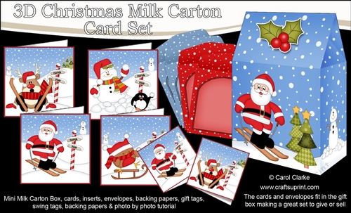 3D Christmas Snowy Fun Cards in a Mini Milk Carton Bumper Kit