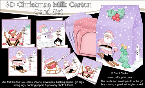 3D Christmas Snowy Fun Cards in a Mini Milk Carton Bumper Kit