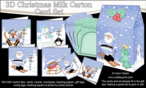 3D Christmas Snowy Fun Cards in a Mini Milk Carton Bumper Kit