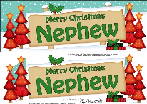 Large DL Christmas Trees NEPHEW Signpost 3D Decoupage