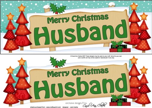 Large DL Christmas Trees HUSBAND Signpost 3D Decoupage