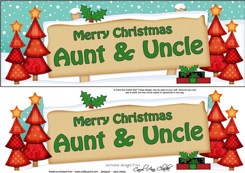 Large DL Christmas Trees AUNT & UNCLE Signpost 3D Decoupage