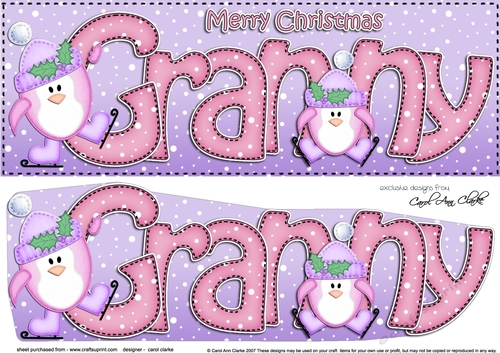 Large DL Merry Christmas GRANNY 3D decoupage 