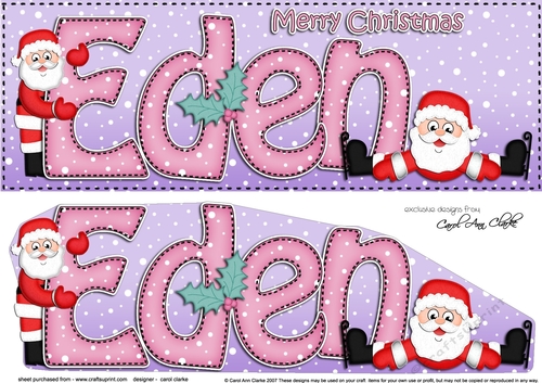 Large DL Merry Christmas EDEN 3D decoupage 