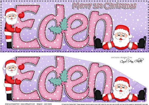 Large DL Merry 1st Christmas EDEN 3D decoupage 