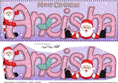 Large DL Merry Christmas ANEISHA 3D decoupage 