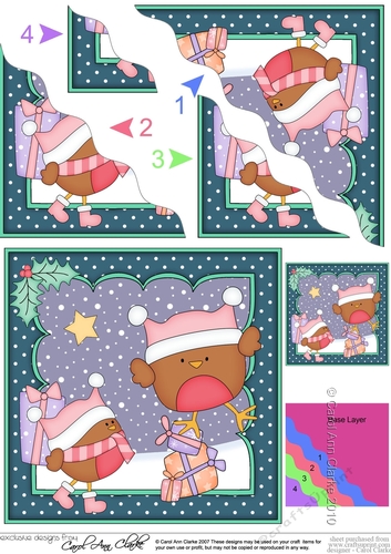 Christmas Bobbin Robin & Friend deliver the Presents Wavy Corner side stacker Topper