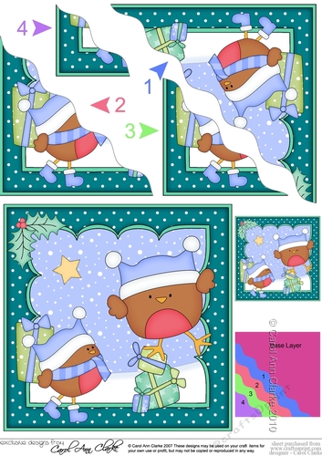 Christmas Bobbin Robin & Friend deliver the Presents Wavy Corner side stacker Topper