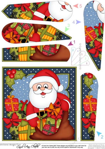 Christmas Santa has lots of presents in his sack Fan Pyramage Topper
