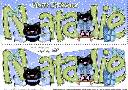 Large DL Merry Christmas NATALIE 3D decoupage