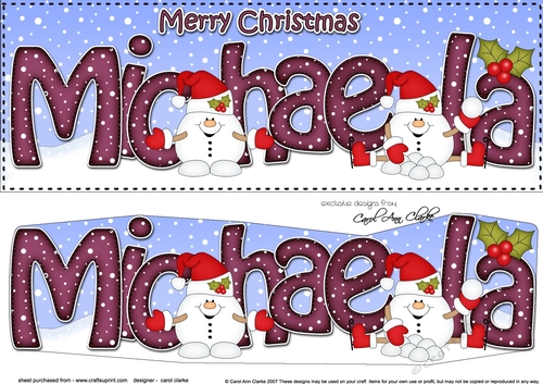 Large DL Merry Christmas MICHAELA 3D decoupage