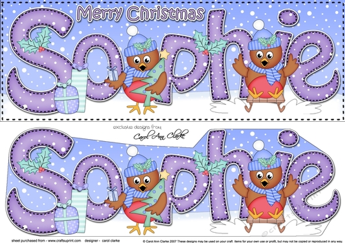 Large DL Merry Christmas SOPHIE 3D decoupage