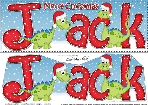 Large DL Merry Christmas JACK 3D decoupage