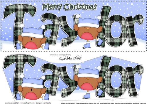Large DL Merry Christmas TAYLOR 3D decoupage
