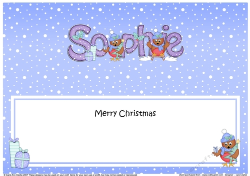 Large DL Merry Christmas SOPHIE insert