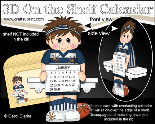 3D On the Shelf Everlasting Calendar Kit - Little Rugby Player Regie