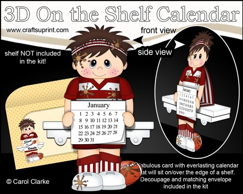 3D On the Shelf Everlasting Calendar Kit - Little Rugby Player Jonas