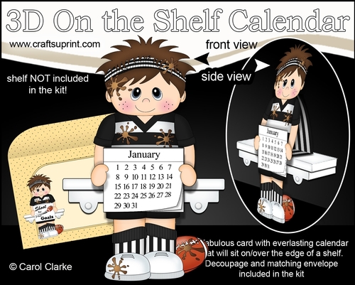 3D On the Shelf Everlasting Calendar Kit - Little Rugby Player Louie