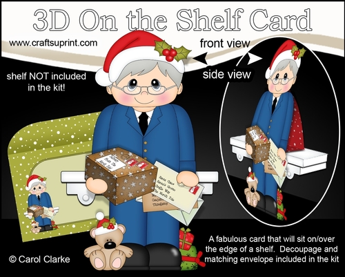 3D On the Shelf Card Kit - Little Christmas Older Postman