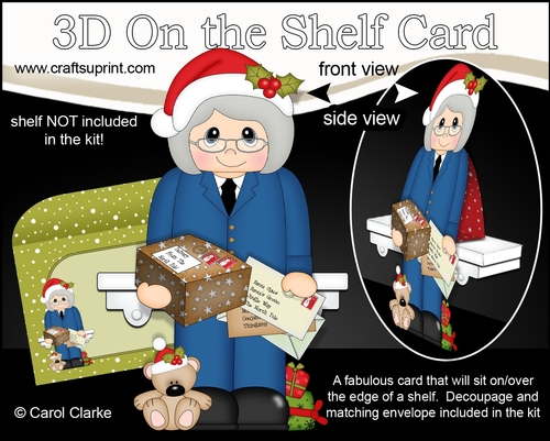 3D On the Shelf Card Kit - Little Christmas Older Postwoman