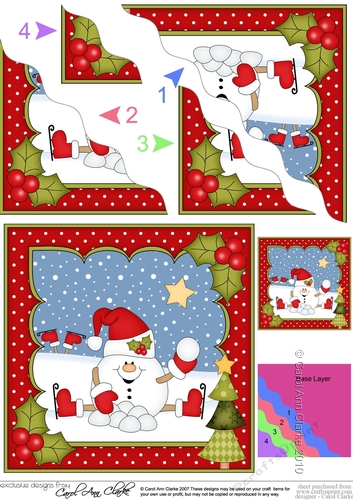 Christmas Snowball Sam has a Snowball Fight Wavy Corner Topper