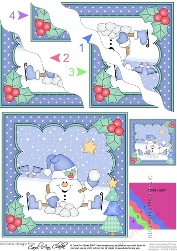 Christmas Snowball Sam has a Snowball Fight Wavy Corner Topper