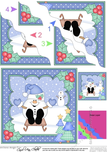 Christmas Snowball Sam goes Sledging Wavy Corner Topper