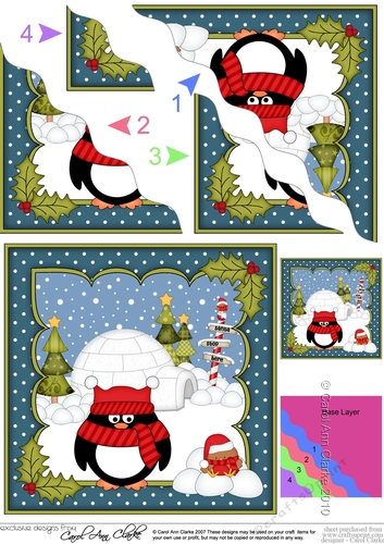 Christmas Pip Penguin and Bobbin Robin at the North Pole Wavy Corner side stacker Topper