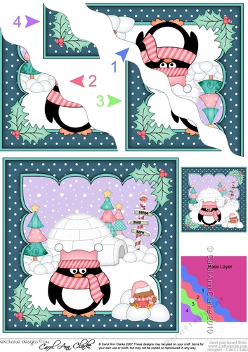 Christmas Pip Penguin and Bobbin Robin at the North Pole Wavy Corner side stacker Topper