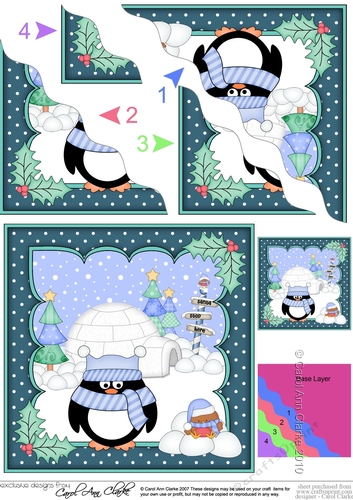 Christmas Pip Penguin and Bobbin Robin at the North Pole Wavy Corner side stacker Topper