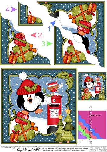 Christmas Pip Penguin and Bobbin Robin Post a Letter to Santa Wavy Corner side stacker Topper