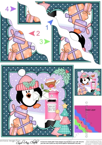 Christmas Pip Penguin and Bobbin Robin Post a Letter to Santa Wavy Corner side stacker Topper
