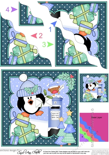 Christmas Pip Penguin and Bobbin Robin Post a Letter to Santa Wavy Corner side stacker Topper