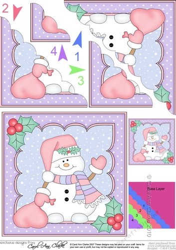 Christmas Snowman Oli has a Sack of Presents Scallop Corner side stacker Topper