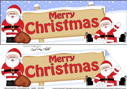 large DL MERRY CHRISTMAS Santa Signpost 3D decoupage