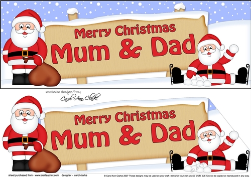 large DL Christmas MUM & DAD Santa 3D decoupage