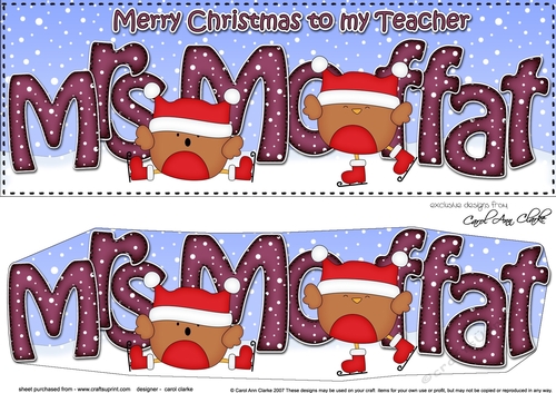 Large DL Merry Christmas MRS MOFFAT 3D decoupage 