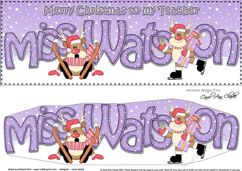Large DL Merry Christmas MISS WATSON 3D decoupage 