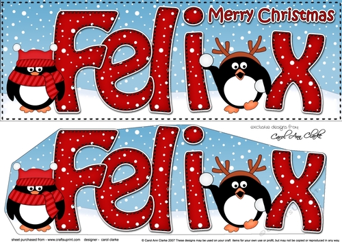 Large DL Merry Christmas FELIX 3D decoupage 