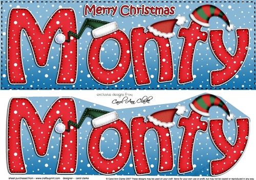Large DL Merry Christmas MONTY 3D decoupage 