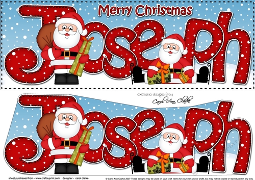 Large DL Merry Christmas JOSEPH 3D decoupage 