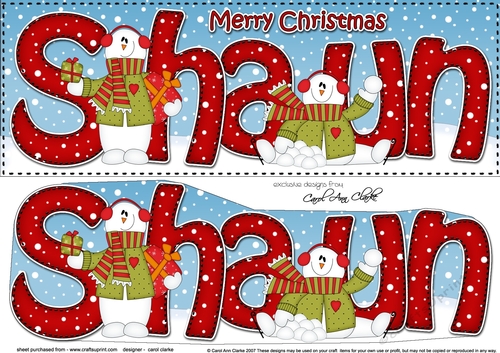 Large DL Merry Christmas SHAUN 3D decoupage 