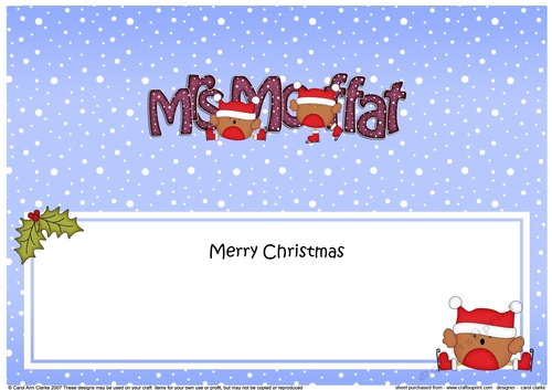 Large DL Merry Christmas MRS MOFFAT insert