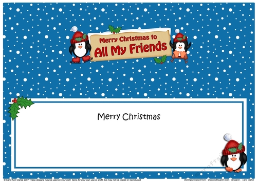Large DL Merry Christmas to ALL MY FRIENDS insert