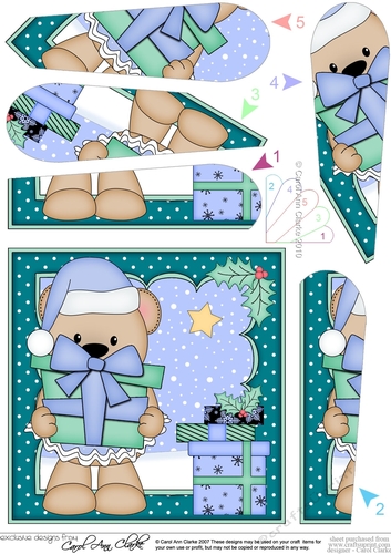 Christmas Livvy Bear has lots of Presents Fan Pyramage Topper