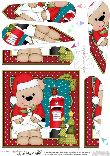 Christmas Livvy Bear Posts a Letter to Santa Fan Pyramage Topper