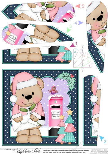 Christmas Livvy Bear Posts a Letter to Santa Fan Pyramage Topper
