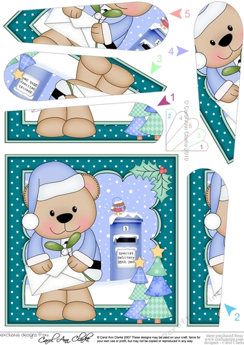 Christmas Livvy Bear Posts a Letter to Santa Fan Pyramage Topper