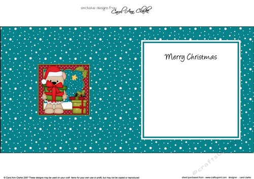 Christmas Livvy Bear has lots of Presents insert square landscape